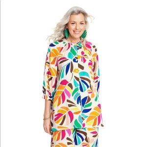 Women’s Plus Size Botanical Print Cover-Up Shirt-Dress-Tabitha Brown for Target